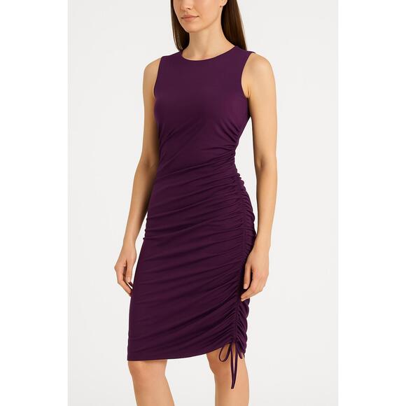 Calvin Klein Dresses & Skirts - Calvin Klein Dress Womens 10 Purple Sleeveless Ruched Sheath Fitted Crewneck